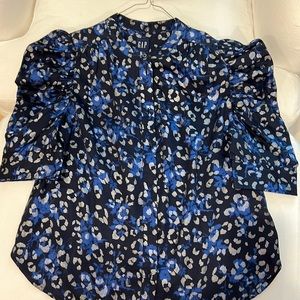 Gap Blouse-Navy, Silver Animal Print